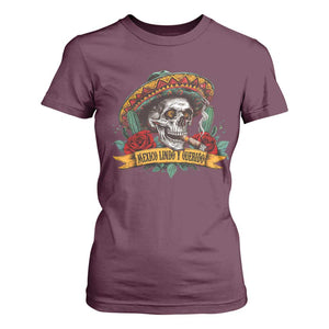 Funny Mexico Lindo Y Querido T Shirt For Women Mexican Pride Vintage Sombrero Hat Skull TS11 Maroon Print Your Wear
