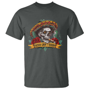 Funny Mexico Lindo Y Querido T Shirt Mexican Pride Vintage Sombrero Hat Skull TS11 Dark Heather Print Your Wear