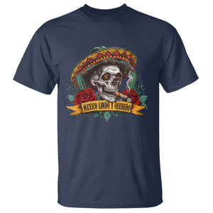 Funny Mexico Lindo Y Querido T Shirt Mexican Pride Vintage Sombrero Hat Skull TS11 Navy Print Your Wear