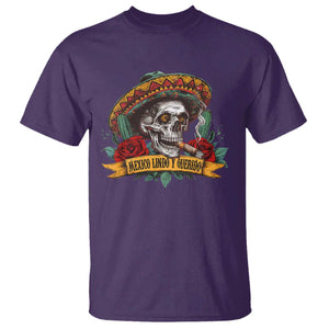 Funny Mexico Lindo Y Querido T Shirt Mexican Pride Vintage Sombrero Hat Skull TS11 Purple Print Your Wear