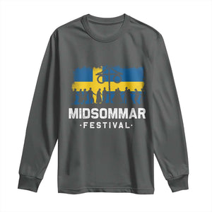 Funny Midsommar Festival Long Sleeve Shirt Sweden Summer Festival Maypole TS11 Dark Heather Print Your Wear