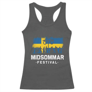 Funny Midsommar Festival Racerback Tank Top Sweden Summer Festival Maypole TS11 Dark Heather Print Your Wear