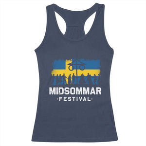 Funny Midsommar Festival Racerback Tank Top Sweden Summer Festival Maypole TS11 Navy Print Your Wear