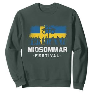 Funny Midsommar Festival Sweatshirt Sweden Summer Festival Maypole TS11 Dark Forest Green Print Your Wear