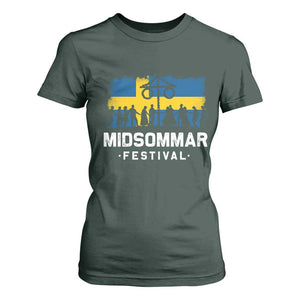 Funny Midsommar Festival T Shirt For Women Sweden Summer Festival Maypole TS11 Dark Forest Green Print Your Wear