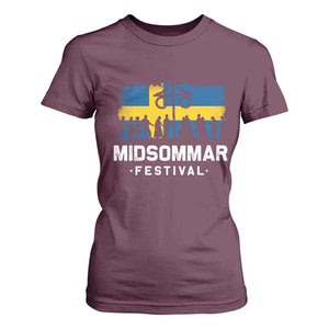 Funny Midsommar Festival T Shirt For Women Sweden Summer Festival Maypole TS11 Maroon Print Your Wear