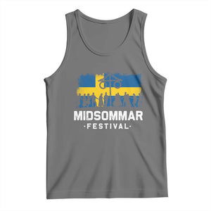 Funny Midsommar Festival Tank Top Sweden Summer Festival Maypole TS11 Black Heather Print Your Wear
