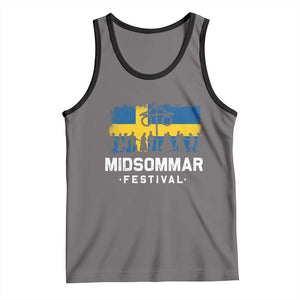 Funny Midsommar Festival Tank Top Sweden Summer Festival Maypole TS11 Deep Heather Black Print Your Wear