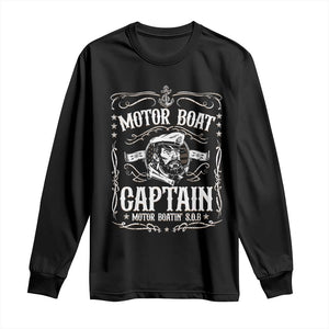 Funny Motor Boat Captain Long Sleeve Shirt Pontoon Boating Motor Boatin Lake TS11 Black Print Your Wear