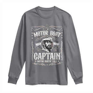 Funny Motor Boat Captain Long Sleeve Shirt Pontoon Boating Motor Boatin Lake TS11 Charcoal Print Your Wear