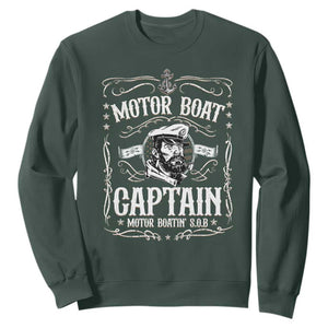 Funny Motor Boat Captain Sweatshirt Pontoon Boating Motor Boatin Lake TS11 Dark Forest Green Print Your Wear