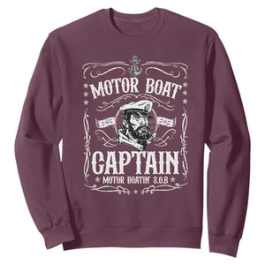 Funny Motor Boat Captain Sweatshirt Pontoon Boating Motor Boatin Lake TS11 Maroon Print Your Wear