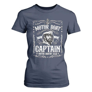 Funny Motor Boat Captain T Shirt For Women Pontoon Boating Motor Boatin Lake TS11 Navy Print Your Wear