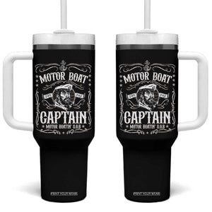 Funny Motor Boat Captain Tumbler With Handle Pontoon Boating Motor Boatin Lake TS11 One Size: 40 oz Black Print Your Wear