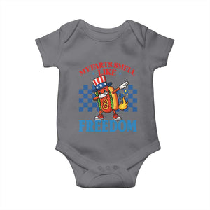 Funny My Farts Smell Like Freedom Baby Onesie July 4th Hot Dog Lover TS11 Charcoal Print Your Wear