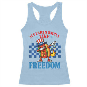 Funny My Farts Smell Like Freedom Racerback Tank Top July 4th Hot Dog Lover TS11 Light Blue Print Your Wear