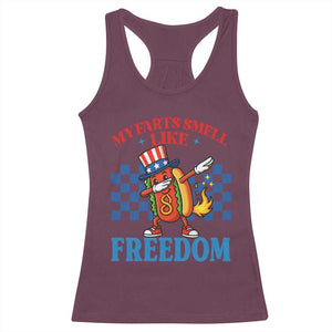 Funny My Farts Smell Like Freedom Racerback Tank Top July 4th Hot Dog Lover TS11 Maroon Print Your Wear