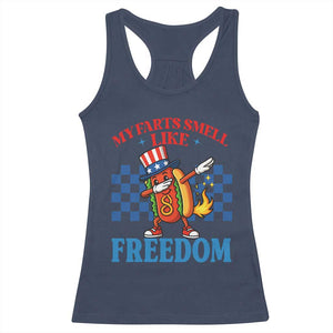 Funny My Farts Smell Like Freedom Racerback Tank Top July 4th Hot Dog Lover TS11 Navy Print Your Wear
