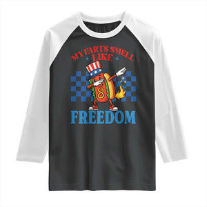 Funny My Farts Smell Like Freedom Raglan Shirt July 4th Hot Dog Lover TS11 Black White Print Your Wear