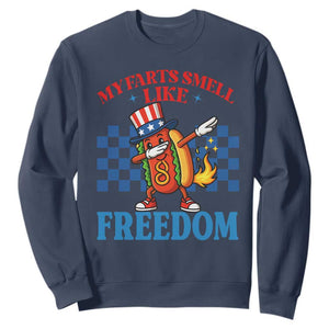 Funny My Farts Smell Like Freedom Sweatshirt July 4th Hot Dog Lover TS11 Navy Print Your Wear