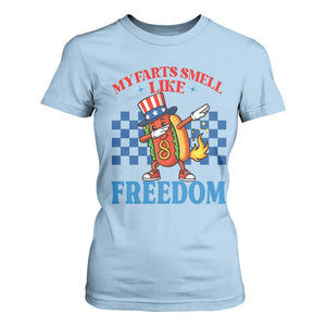 Funny My Farts Smell Like Freedom T Shirt For Women July 4th Hot Dog Lover TS11 Light Blue Print Your Wear