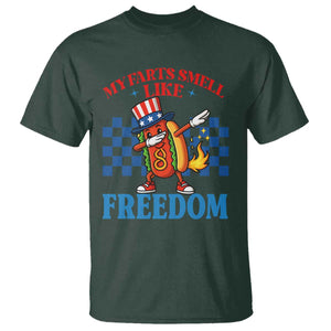 Funny My Farts Smell Like Freedom T Shirt July 4th Hot Dog Lover TS11 Dark Forest Green Print Your Wear