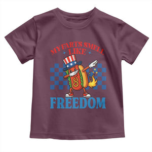 Funny My Farts Smell Like Freedom Toddler T Shirt July 4th Hot Dog Lover TS11 Maroon Print Your Wear