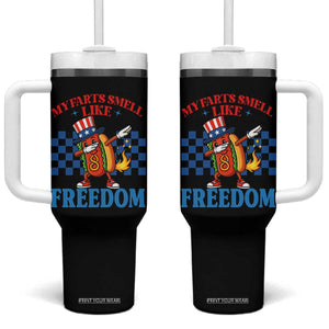 Funny My Farts Smell Like Freedom Tumbler With Handle July 4th Hot Dog Lover TS11 One Size: 40 oz Black Print Your Wear