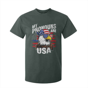 Funny My Pronouns Are USA 4th of July T Shirt For Kid Patriotic Eagle American Flag TS11 Dark Forest Green Print Your Wear