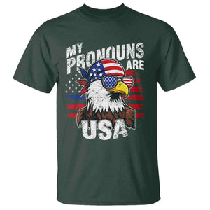 Funny My Pronouns Are USA 4th of July T Shirt Patriotic Eagle American Flag TS11 Dark Forest Green Print Your Wear