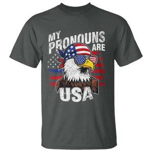 Funny My Pronouns Are USA 4th of July T Shirt Patriotic Eagle American Flag TS11 Dark Heather Print Your Wear
