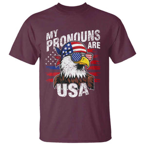 Funny My Pronouns Are USA 4th of July T Shirt Patriotic Eagle American Flag TS11 Maroon Print Your Wear