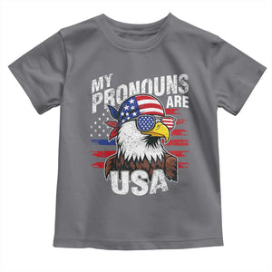 Funny My Pronouns Are USA 4th of July Toddler T Shirt Patriotic Eagle American Flag TS11 Charcoal Print Your Wear