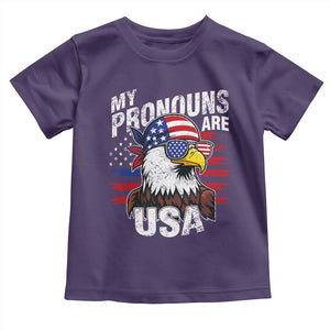 Funny My Pronouns Are USA 4th of July Toddler T Shirt Patriotic Eagle American Flag TS11 Purple Print Your Wear
