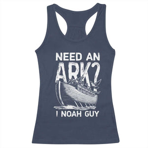 Funny Need An Ark I Noah Guy Racerback Tank Top Christian Pun TS11 Navy Print Your Wear