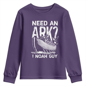 Funny Need An Ark I Noah Guy Youth Sweatshirt Christian Pun TS11 Purple Print Your Wear