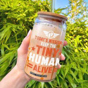 Funny New Dad Glass Can First Time Father Grandpa Keep Tiny Human Alive TS10 Print Your Wear