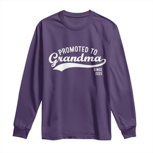 Funny New Grandma Promoted To Grandma Since 2025 Long Sleeve Shirt Baby Announcement TS11 Purple Print Your Wear