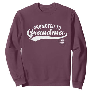 Funny New Grandma Promoted To Grandma Since 2025 Sweatshirt Baby Announcement TS11 Maroon Print Your Wear