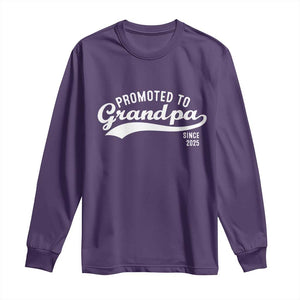 Funny New Grandpa Promoted To Grandpa Since 2025 Long Sleeve Shirt Baby Announcement TS11 Purple Print Your Wear