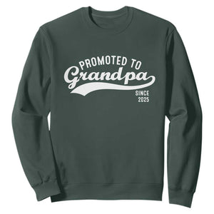 Funny New Grandpa Promoted To Grandpa Since 2025 Sweatshirt Baby Announcement TS11 Dark Forest Green Print Your Wear