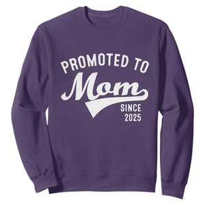 Funny New Mom Promoted To Mom Since 2025 Sweatshirt Baby Announcement TS11 Purple Print Your Wear