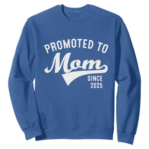 Funny New Mom Promoted To Mom Since 2025 Sweatshirt Baby Announcement TS11 Royal Blue Print Your Wear