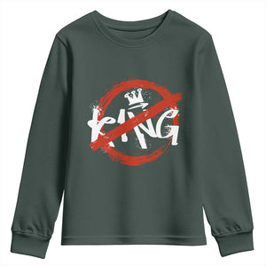 Funny No King Graffiti Style Crown Youth Sweatshirt TS11 Dark Forest Green Print Your Wear