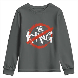 Funny No King Graffiti Style Crown Youth Sweatshirt TS11 Dark Heather Print Your Wear