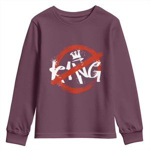 Funny No King Graffiti Style Crown Youth Sweatshirt TS11 Maroon Print Your Wear