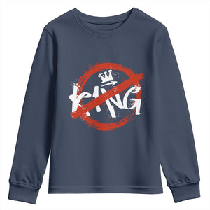 Funny No King Graffiti Style Crown Youth Sweatshirt TS11 Navy Print Your Wear