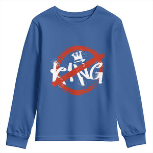 Funny No King Graffiti Style Crown Youth Sweatshirt TS11 Royal Blue Print Your Wear