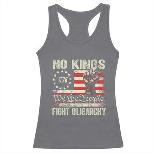 Funny No Kings Fight Oligarchy Racerback Tank Top Betsy Ross Flag Hand Fist TS11 Charcoal Print Your Wear