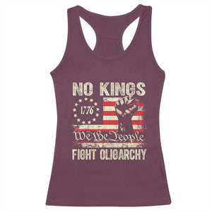 Funny No Kings Fight Oligarchy Racerback Tank Top Betsy Ross Flag Hand Fist TS11 Maroon Print Your Wear